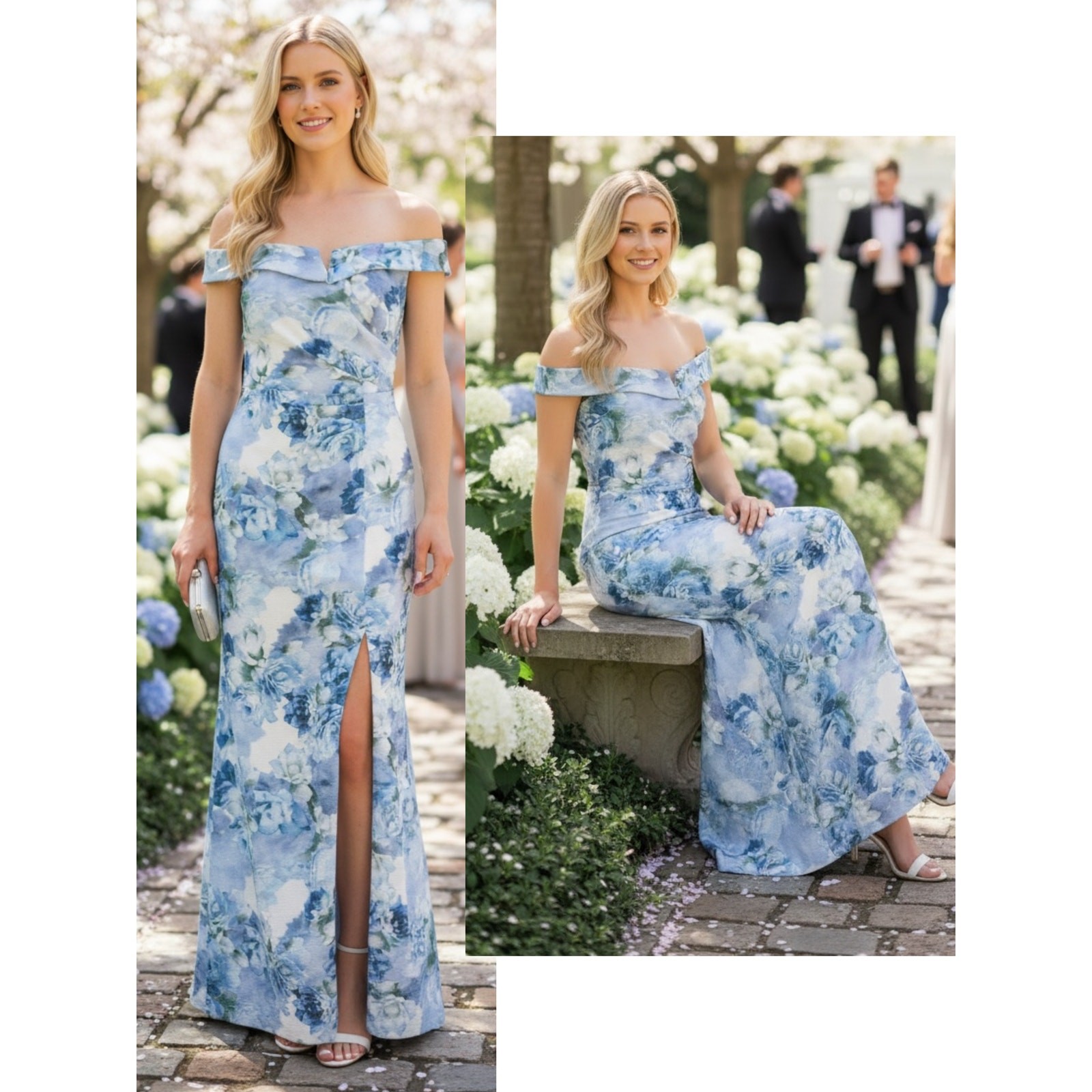 ADRIANNA PAPELL DRESS 4 GOWN BLUE MOTHER OF THE BRIDE FORMAL EVENING WEDDING
