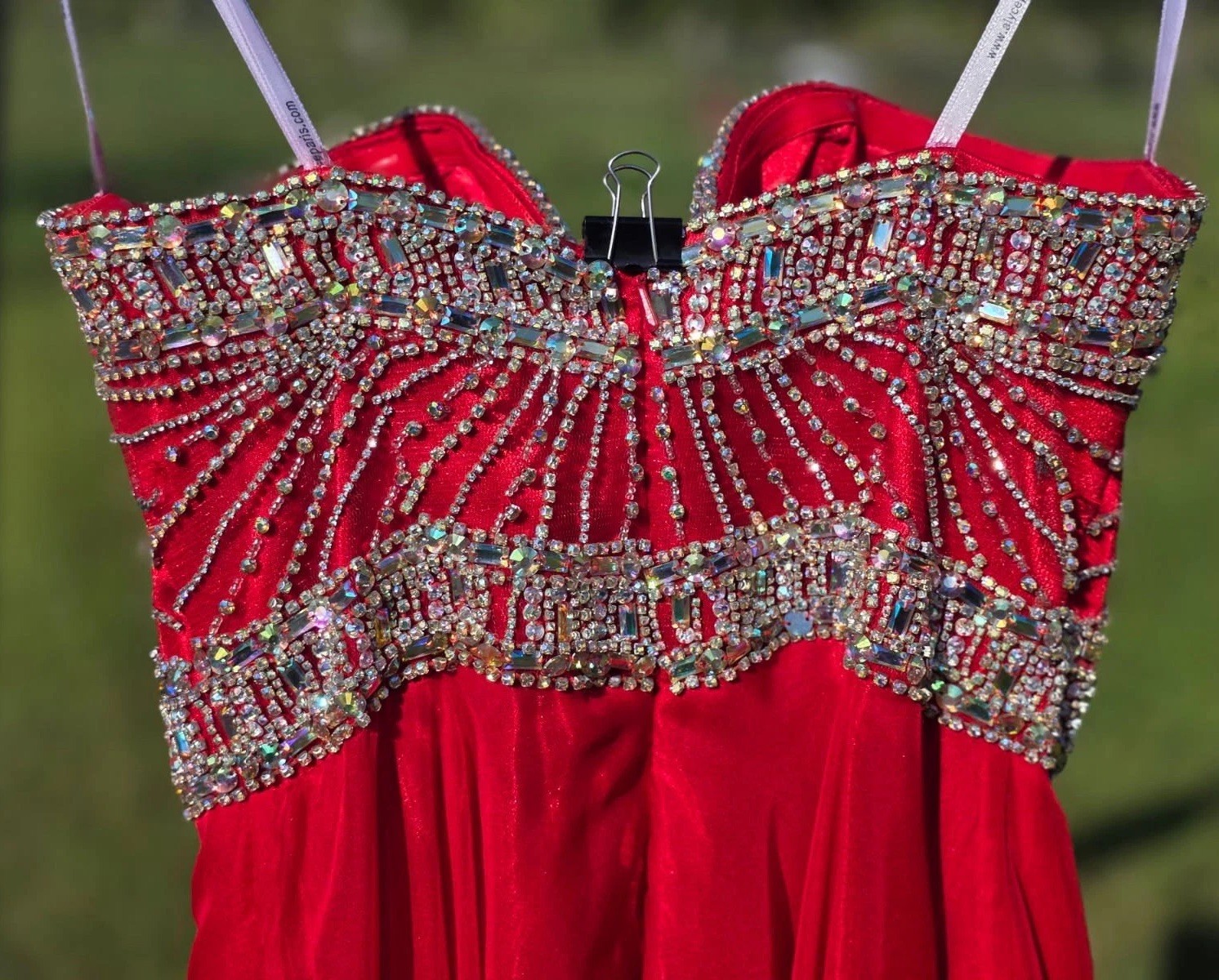 Alyce Paris Red Beaded Evening Gown Dress Size 0 Long Formal Prom Dress