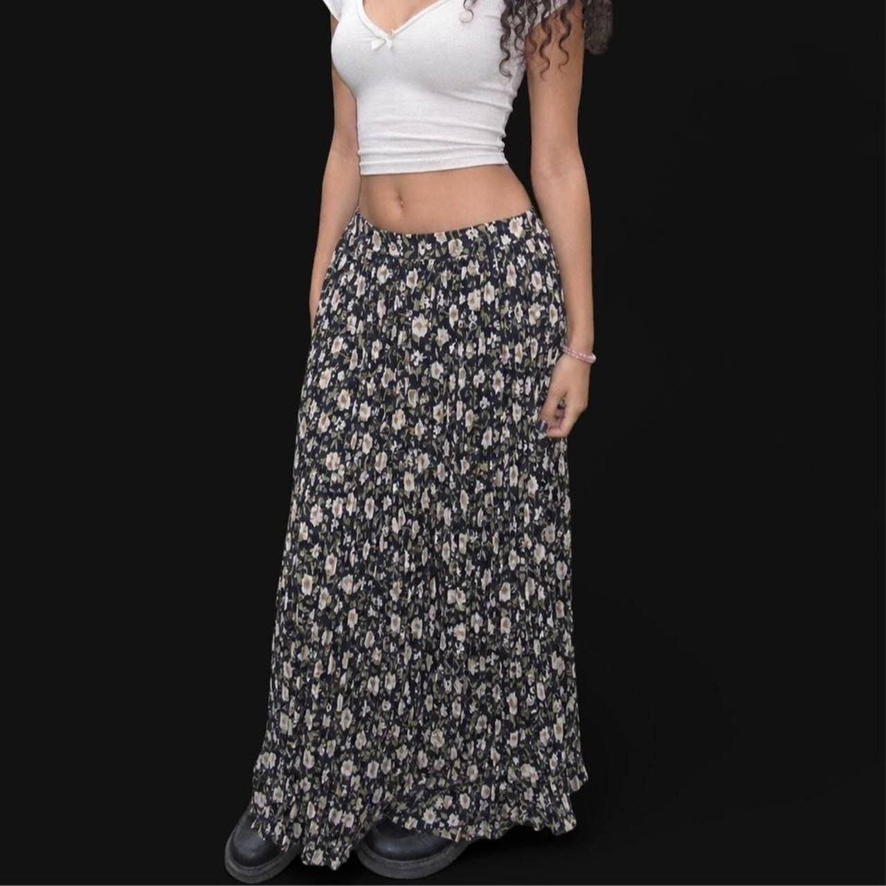 Vintage G.S. Towson & Co. Floral Pleated Maxi Skirt