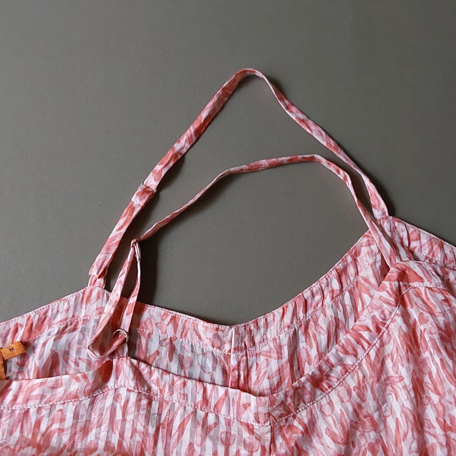 Tory Burch Dress M Silk Cotton Peach Straps Lightweight Fairy Whimsical Print