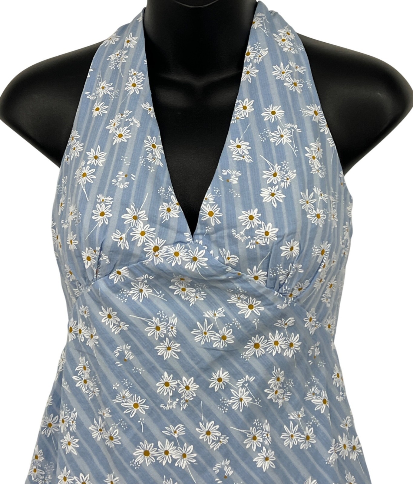 Billy J Womens Halter Delilah Mini Dress Floral Summer Blue V-Neck