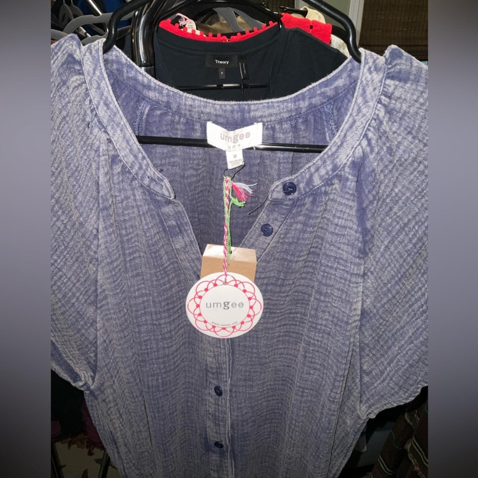 Umgee Blue Button-Up Dress Stone Washed
