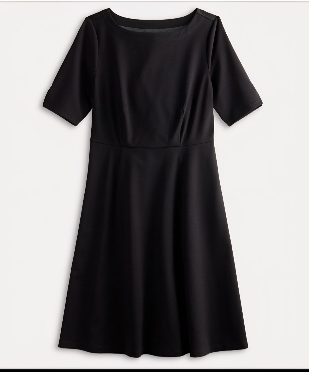 Croft & Barrow Ponte Dress Size XL Black Stretchy Elbow Sleeve A Line Dress