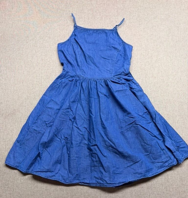 Old Navy Denim Chambray Cami Sundress Smocked Back Side Zip Medium Wash Small