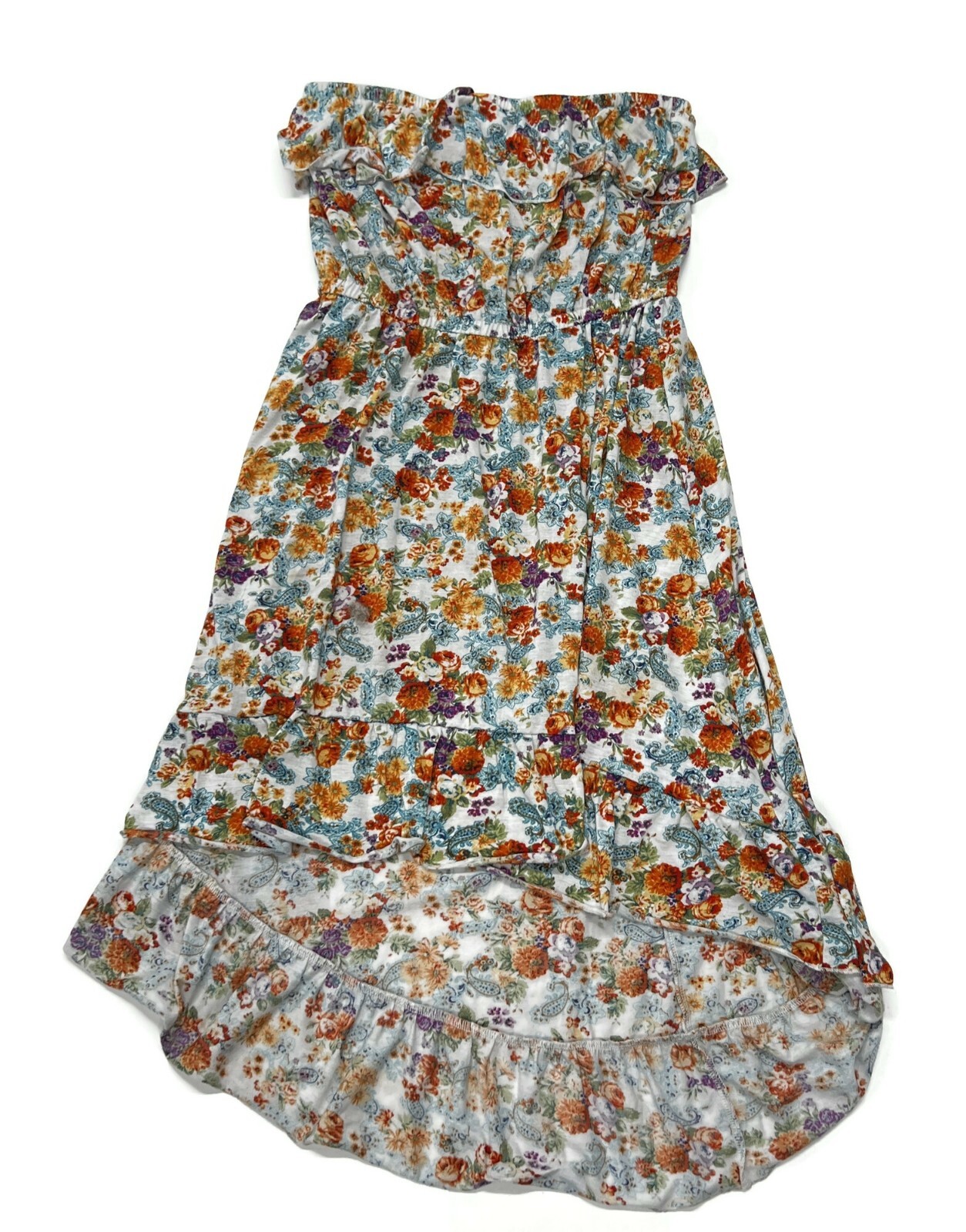 Route 66 Floral High Low Dress Large Sleeveless Strapless Polyester Spring