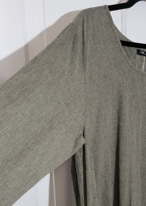 $128 NWT Tulip Clothing Lexi Dress Micro Houndstooth Lagenlook Cotton Pockets XL