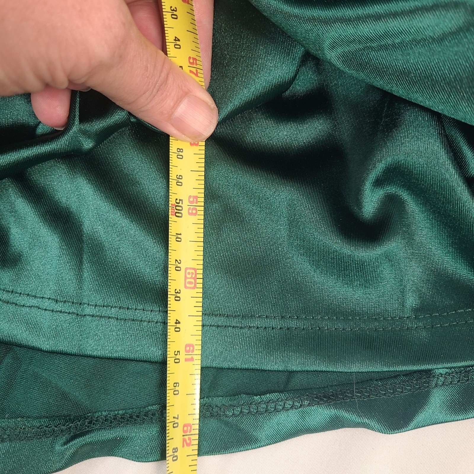 NEW B Darlin Green Satin Ruched Maxi Dress Spaghetti Straps Lace-Up Back Sz 5/6