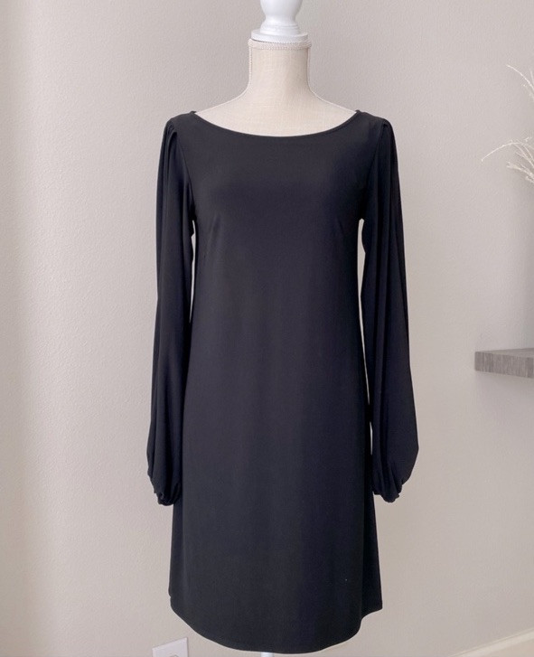 Laundry Black Open Sleeve Stretch Cocktail Shift Dress Minimalist Chic New XS