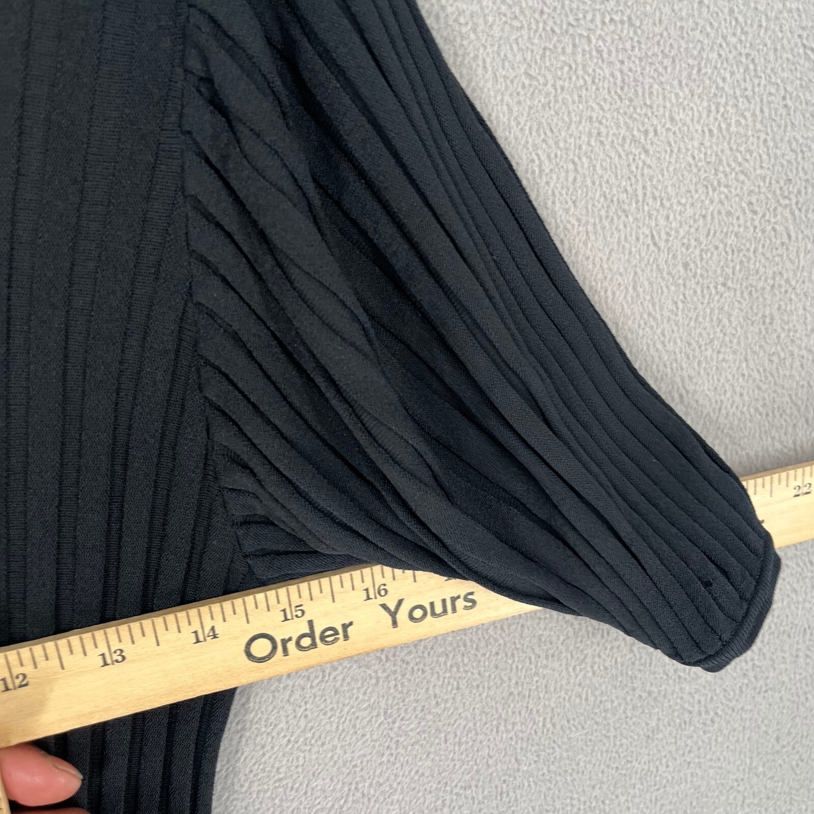 Scanlan Theodore Dress Womens Medium Black Pleated Tie Knit Ruffle Frill Navy