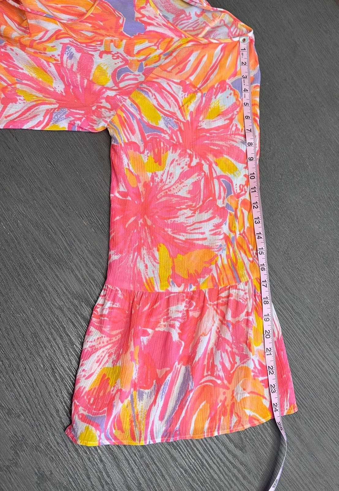 Lilly Pulitzer Amisa Tunic Dress Pink Tropical Floral Tassel Pom Pom Trim Size L