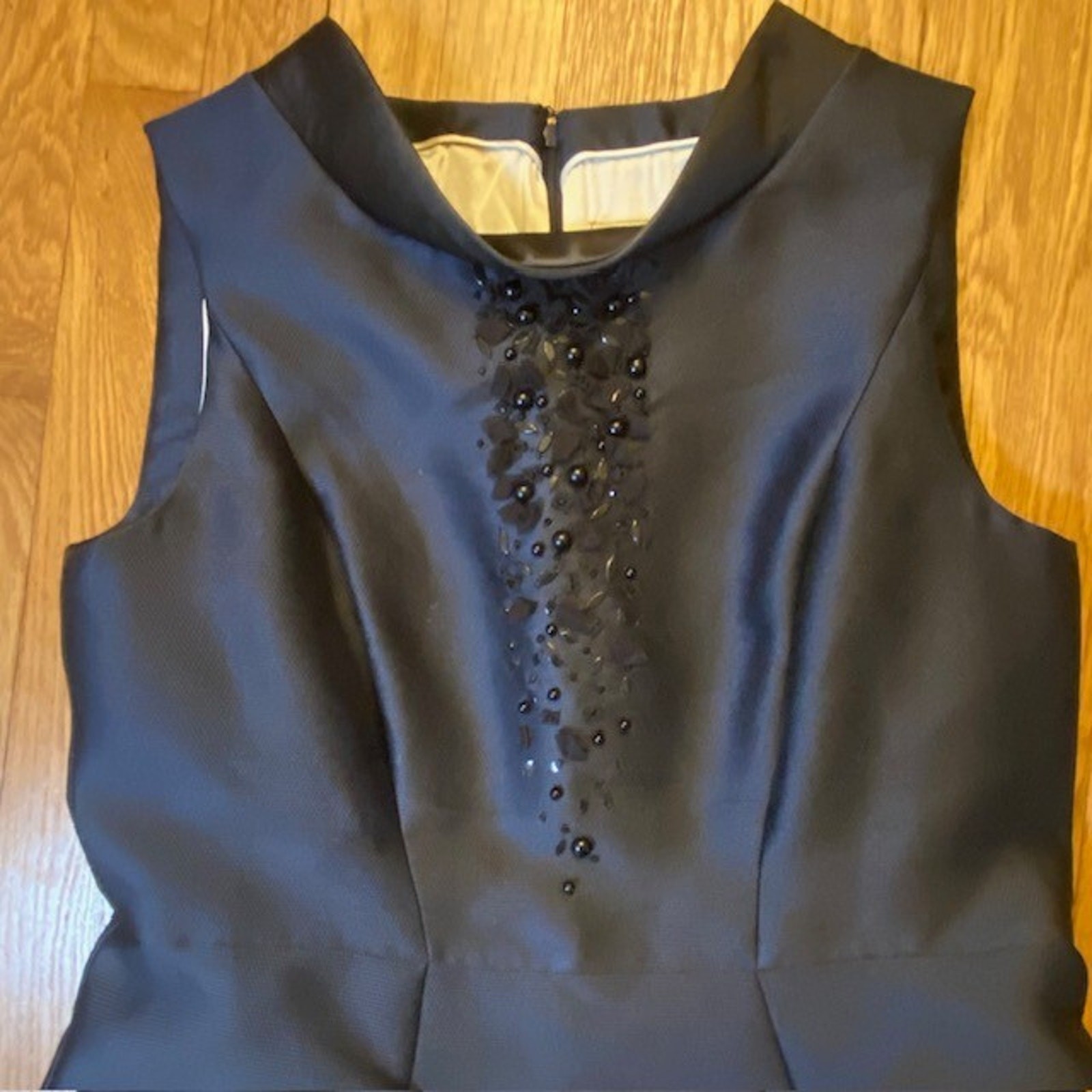 Atelier Caito Herve Pierre Womens 14 Blue Beaded Embellished Formal Dress Silk