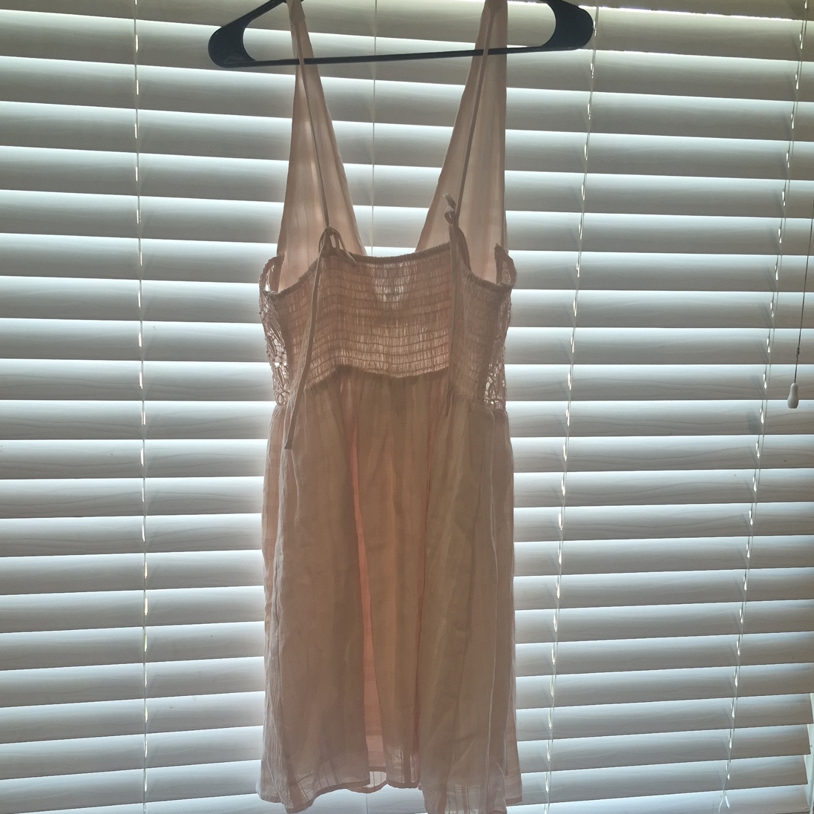 Le Lis Beige Crochet A-Line Dress Sleeveless V-Neck Pullover Size L