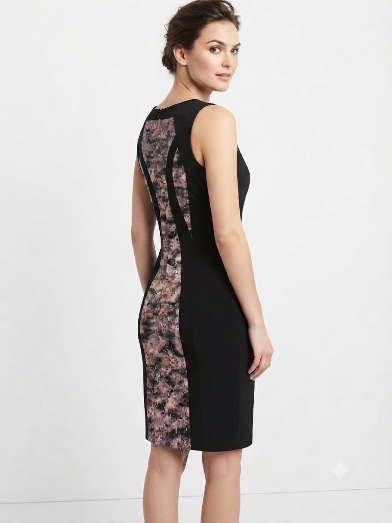 Forever 21 Contemporary Black Colorblock Sheath Dress M Sleeveless V-Neck