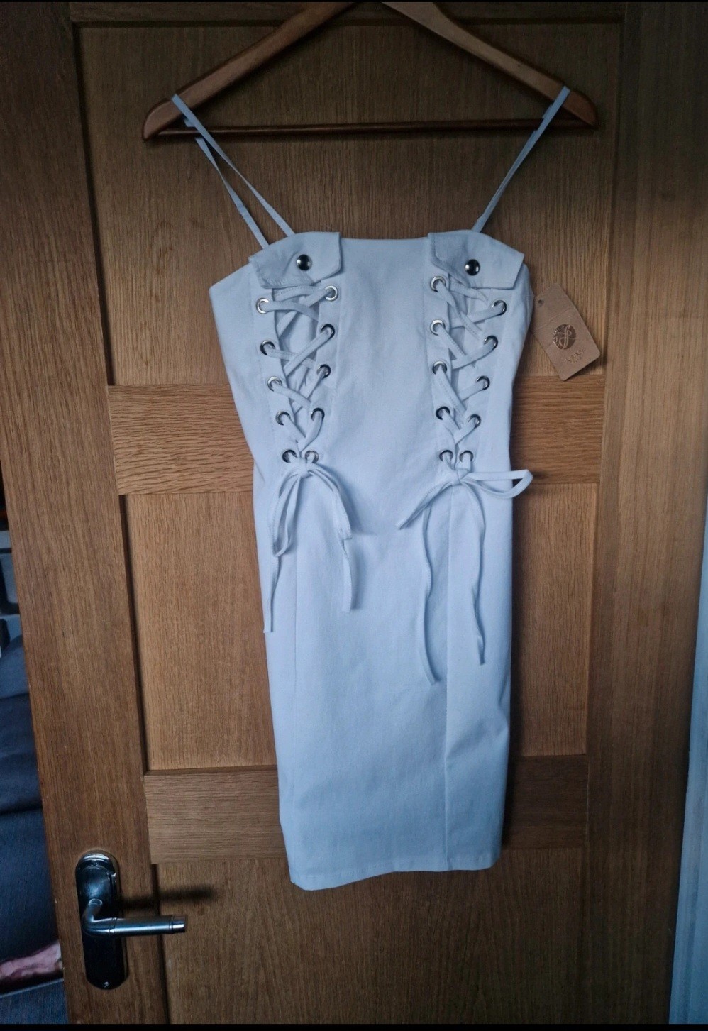 BNWT Infiny Paris White Corset Lace-Up Bodycon Mini Dress 🤍 (Size 8/10)