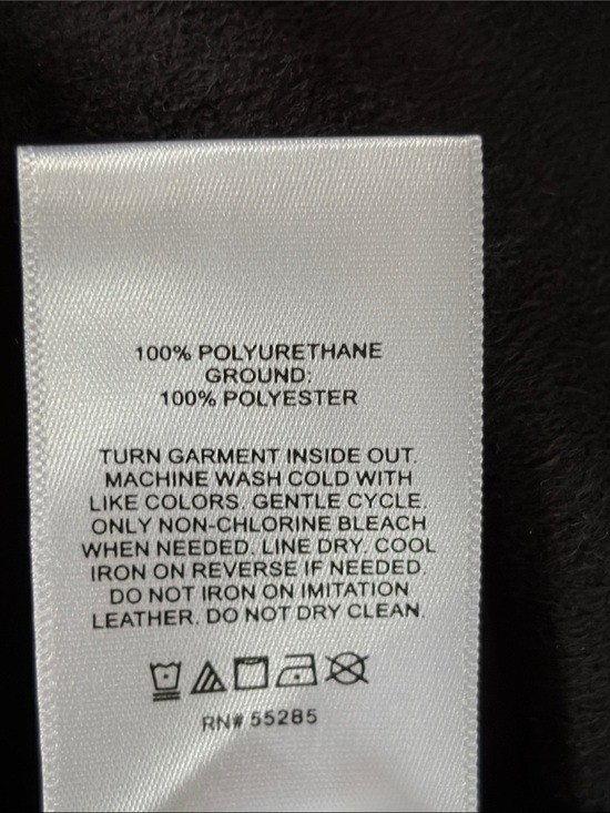 NWT Express Black Faux Leather Dress with Ruffle Hem, large