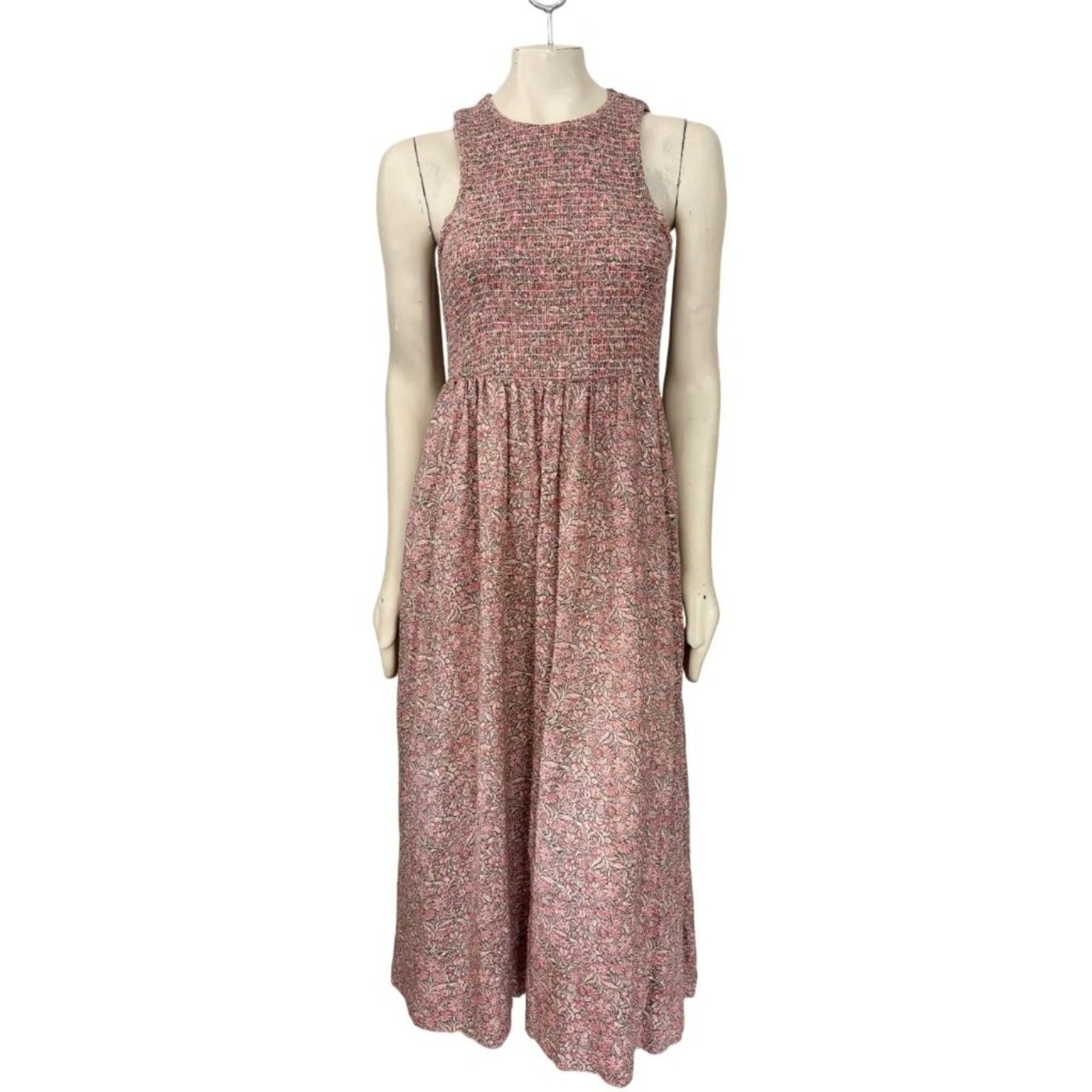NEW MARINE LAYER Darcy Poplin Maxi Dress Pink Bouquet WOMEN’S MEDIUM