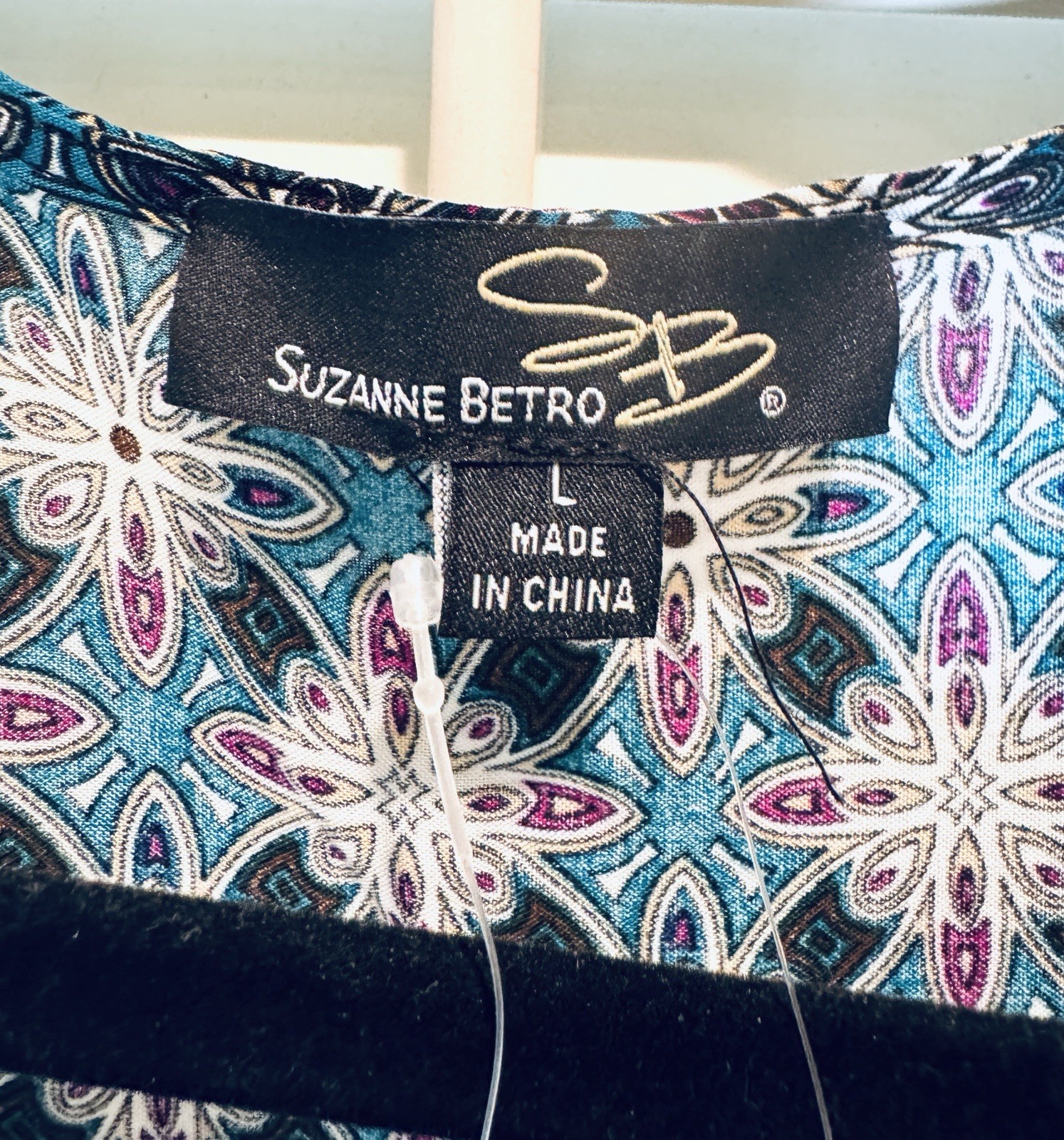 Suzanne Betro Boho Dress Size L Teal Colorful Pockets Women NWT