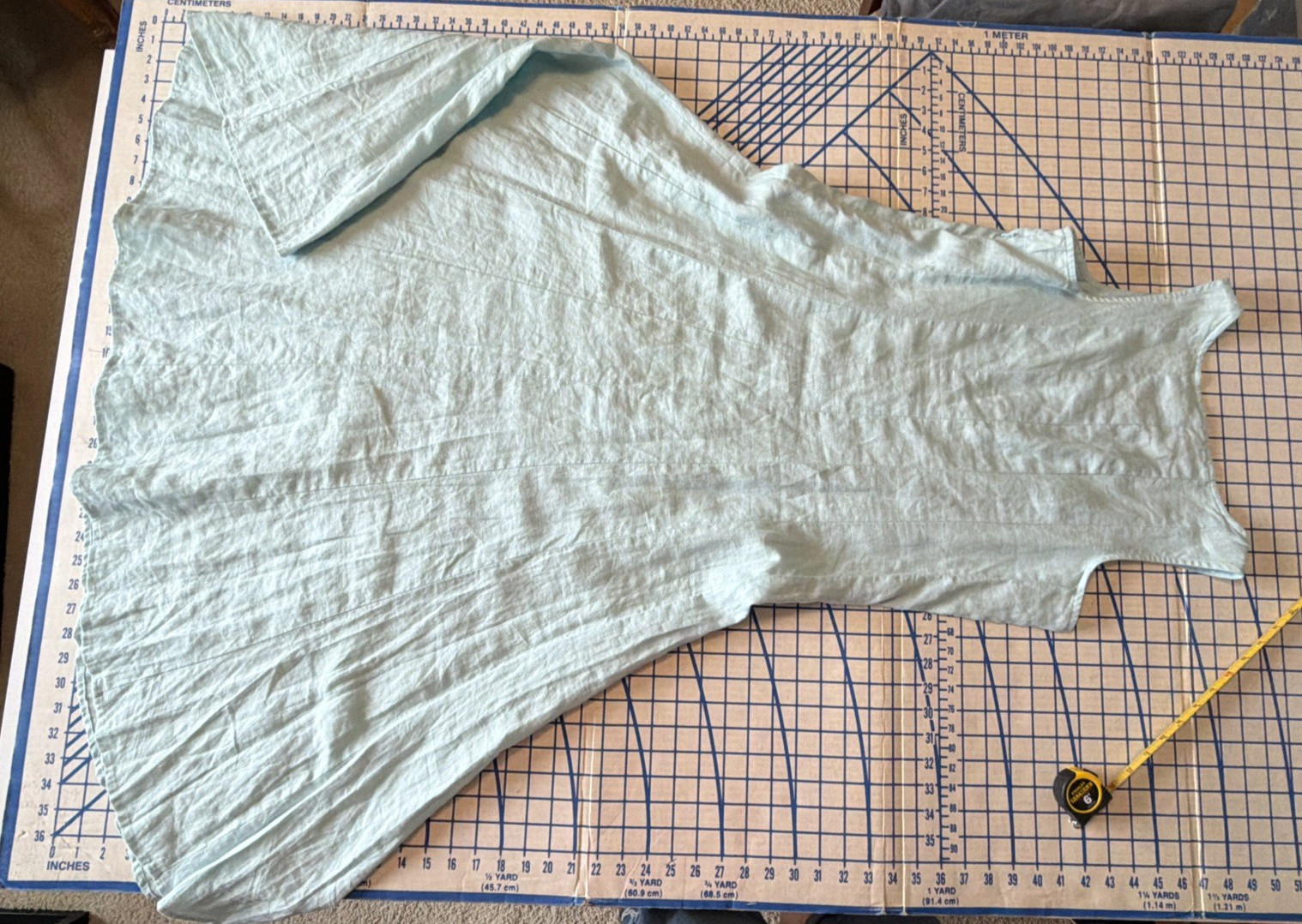 Eileen Fisher Mint Green Flare Linen Sleeveless Dress-Medium Petite