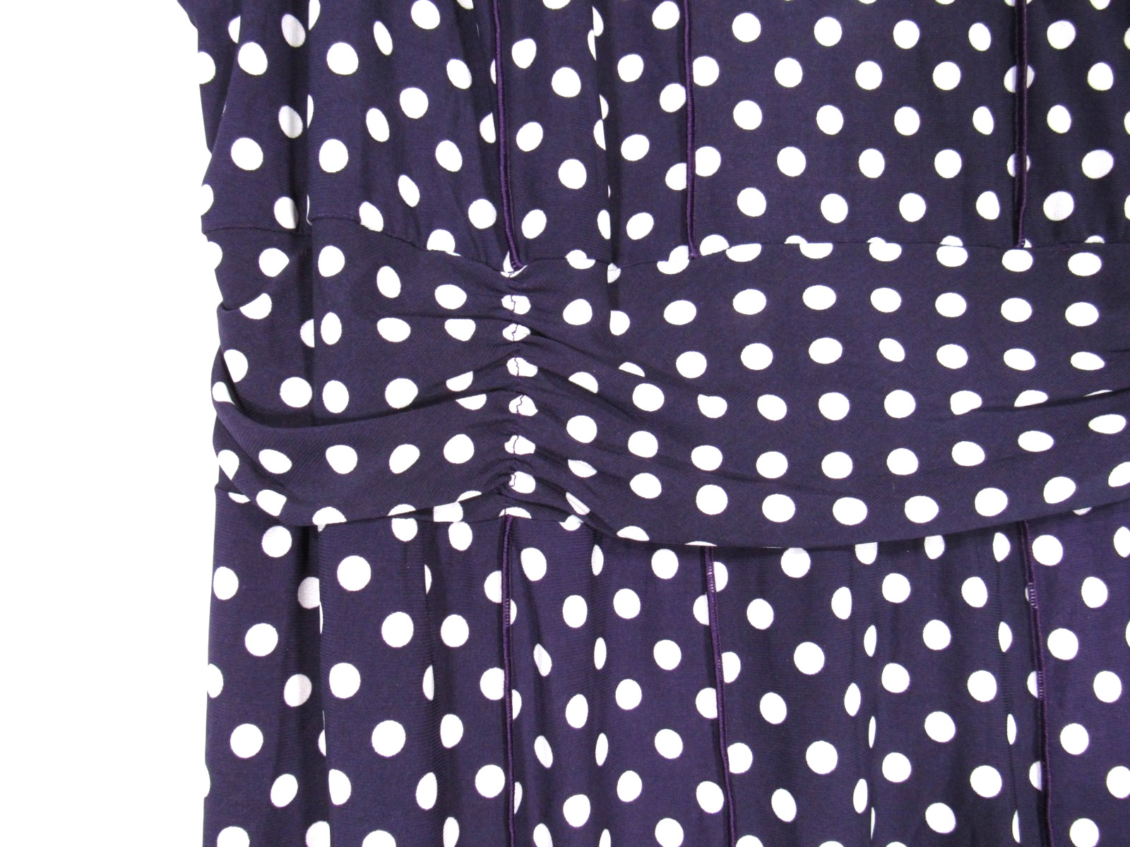 PERCEPTIONS Purple/White Polka Dots POLY-KNIT Pleated Waist FIT &FLARE DRESS 18W