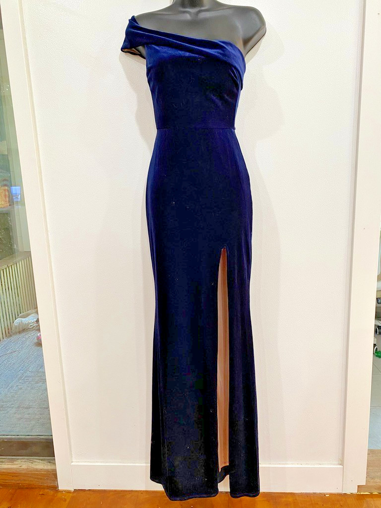 City Stuidio Size 0 Off Shoulder Princess Diana Velvet Velour Classic Slit Royal