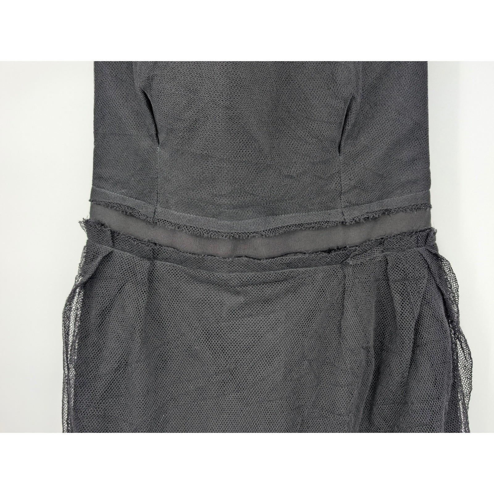 Lanvin Ete 2008 Resort Strapless Silk Wool Tulle Dress Black FR 38 France