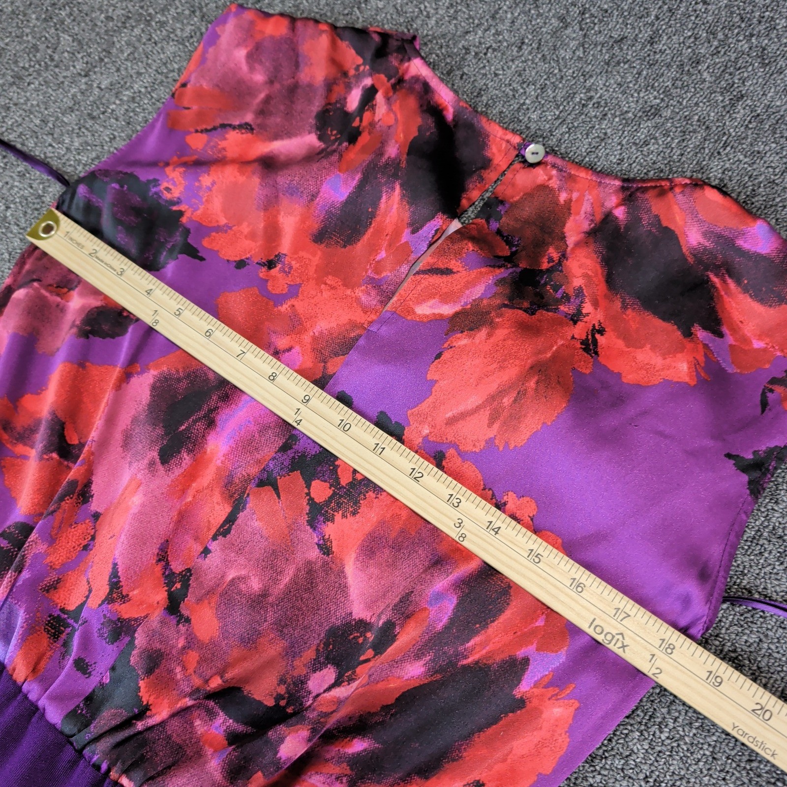 St John Luxury Silk Wool Floral Cowl Neck Sheath Dress Womens 6 Purple USA PF13