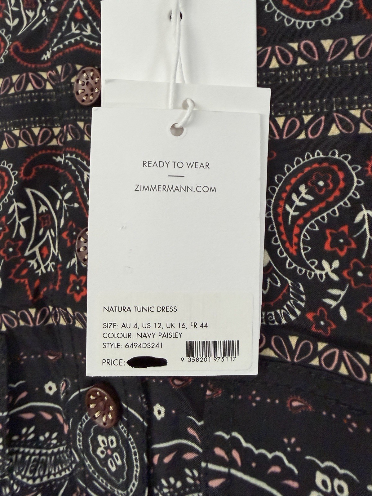 Zimmermann Utility Paisley-Print Blouse Top Natura Tunic Dress US Size 12 NWT