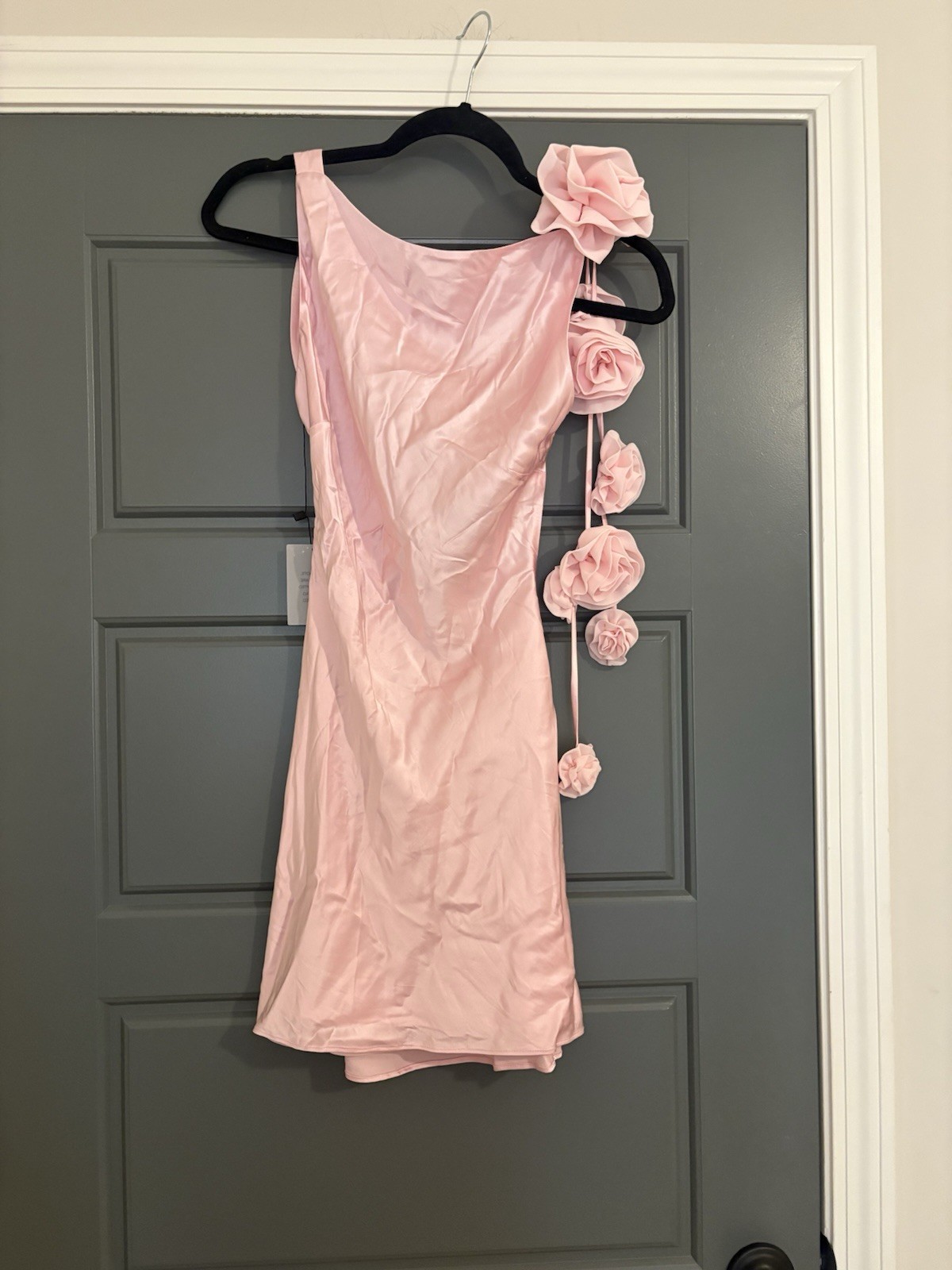 Lovers + Friends Mariam Light Pink Open Back Rosette Mini Dress NWT XS