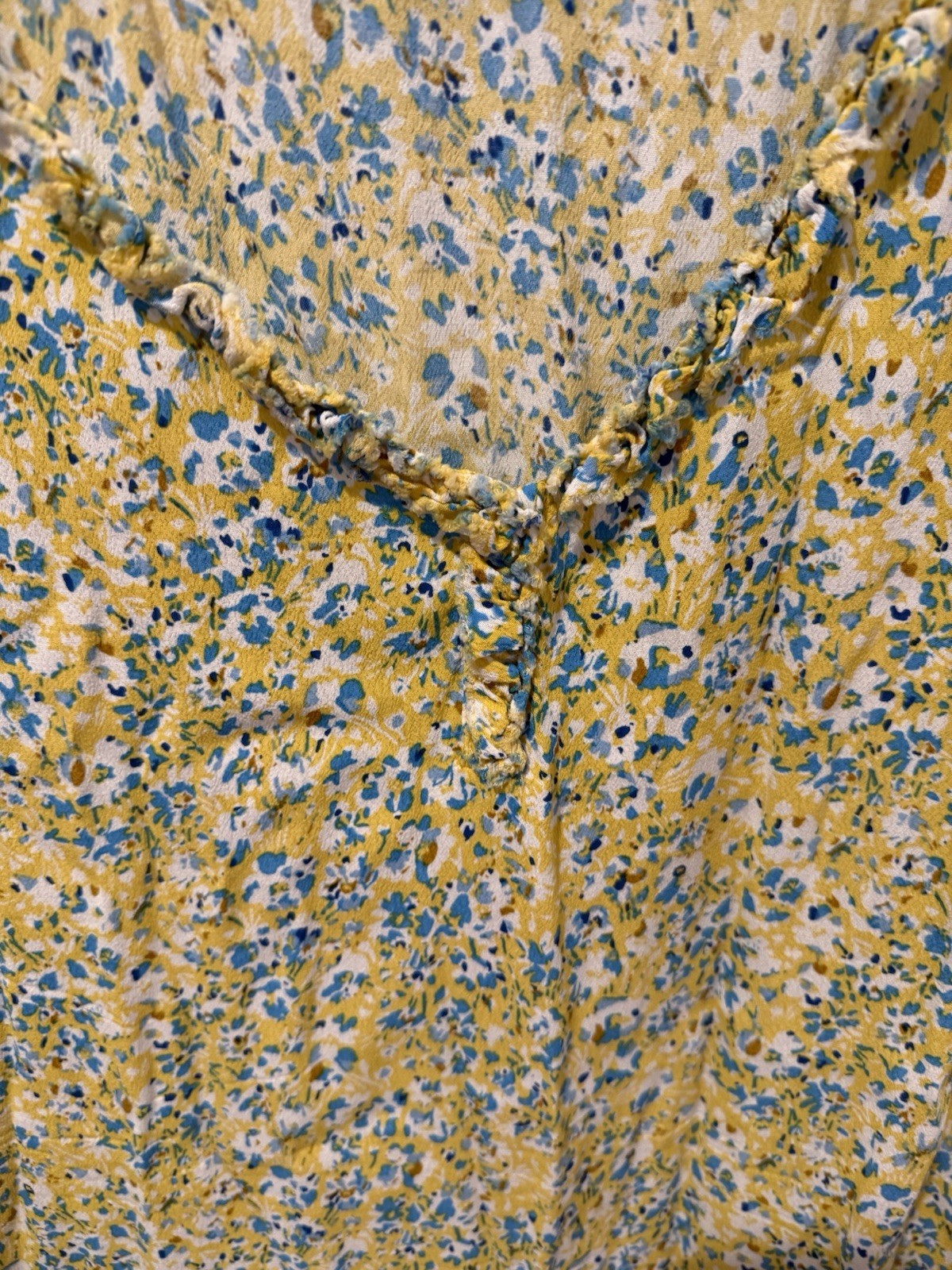 Gerard Darel Yellow Floral Cottagecore Prairie Dress Sz 44 US 12 Women’s