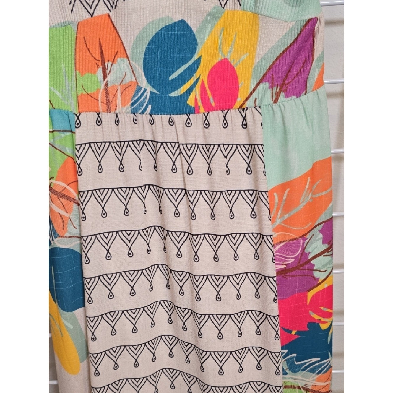 Tropical Colorful Leaf Pattern Yumarimel Brazilian Maxi Dress Size Medium NWT