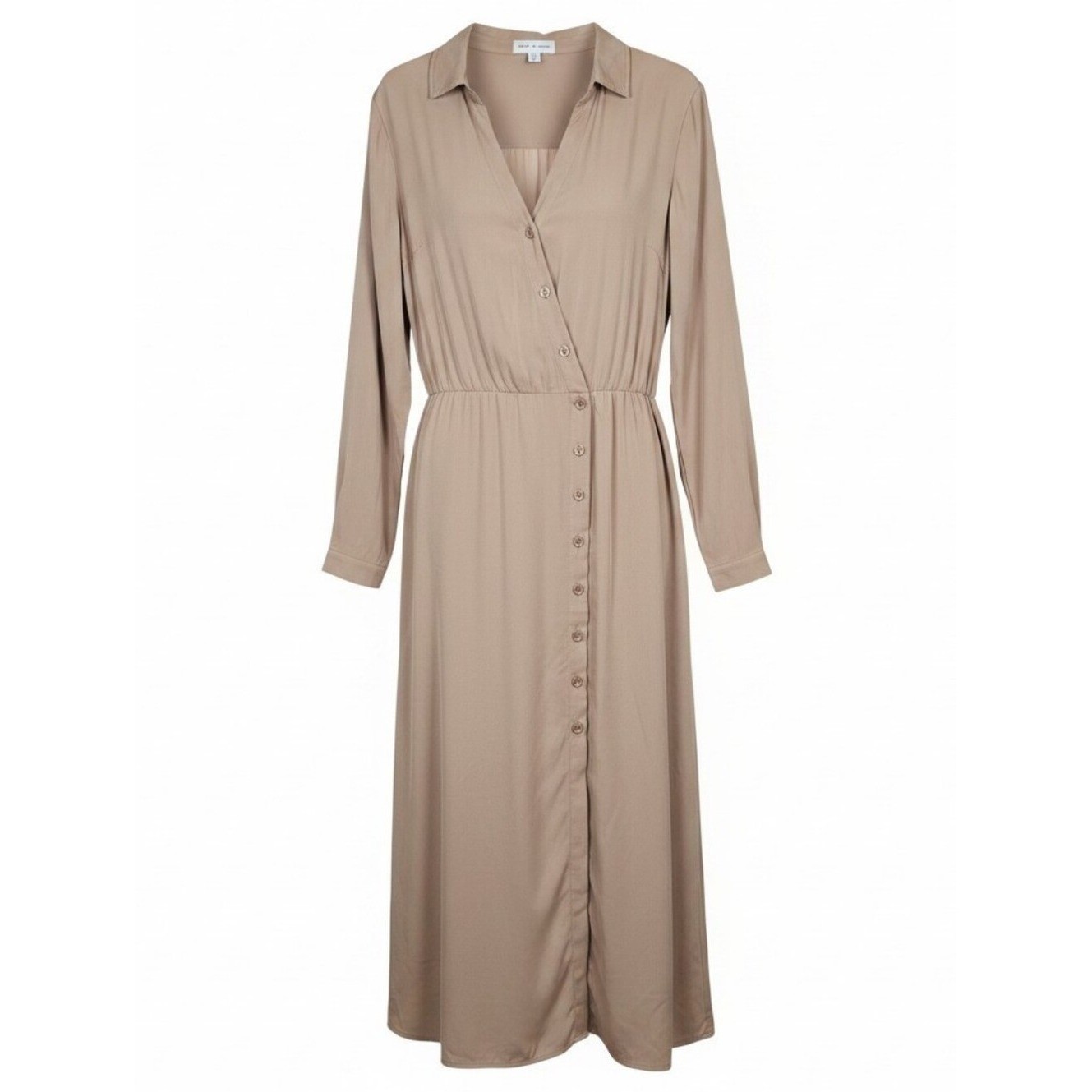 CLOTH & STONE | EcoVero Chocolate Brown Tan Button Front Maxi Shirt Dress | M