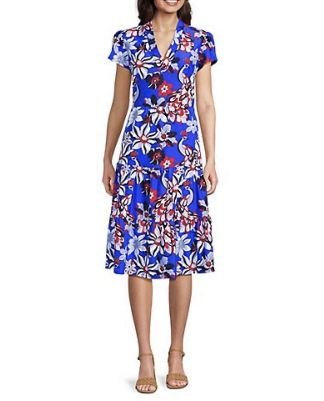 NWT Jude Connally Libby Twirling Peacock Cobalt Maxi Dress Size XXL