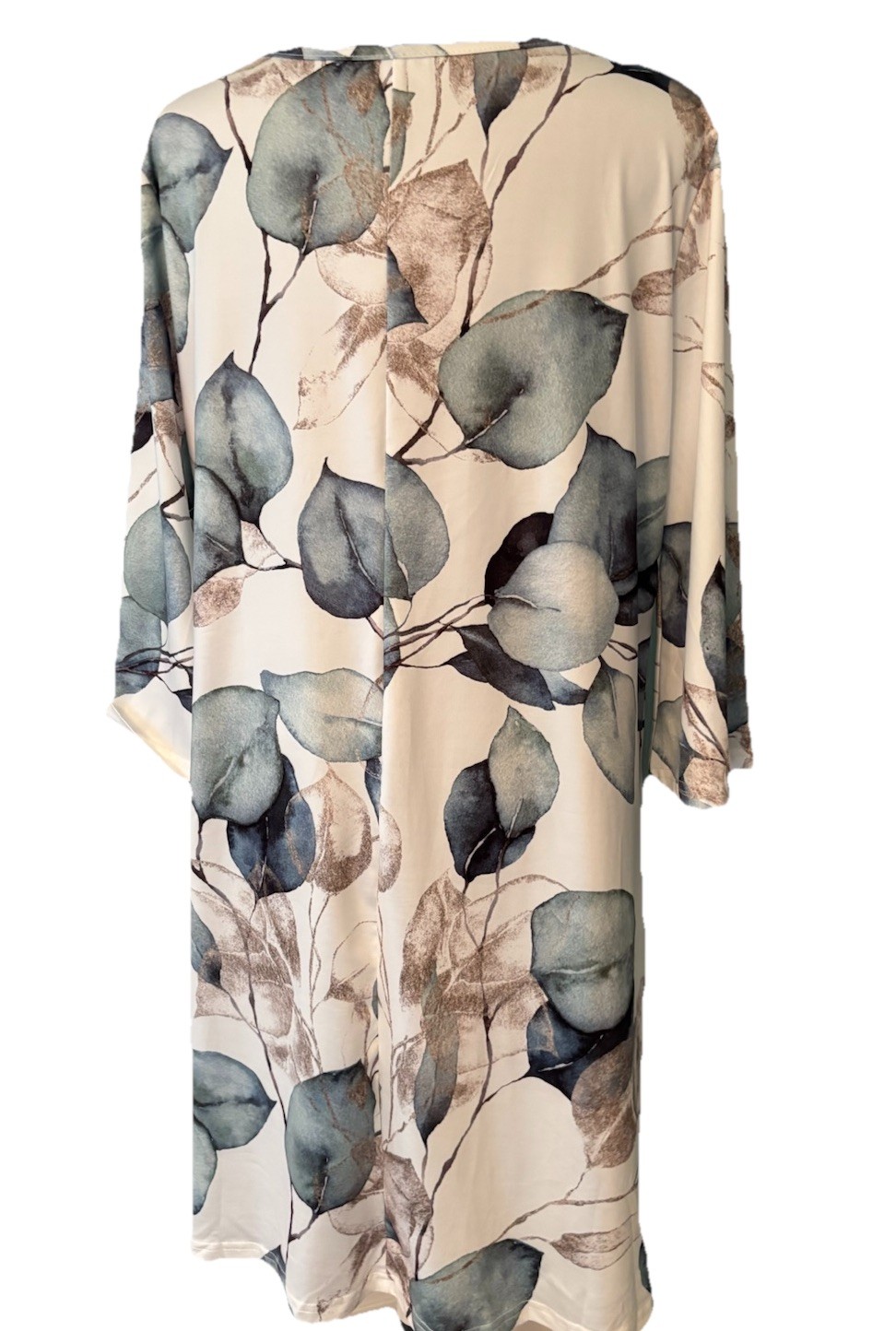 Leaf Print Dress SIZE XXL 95% Polyester Mini Knee Length 3/4 Bell Sleeves