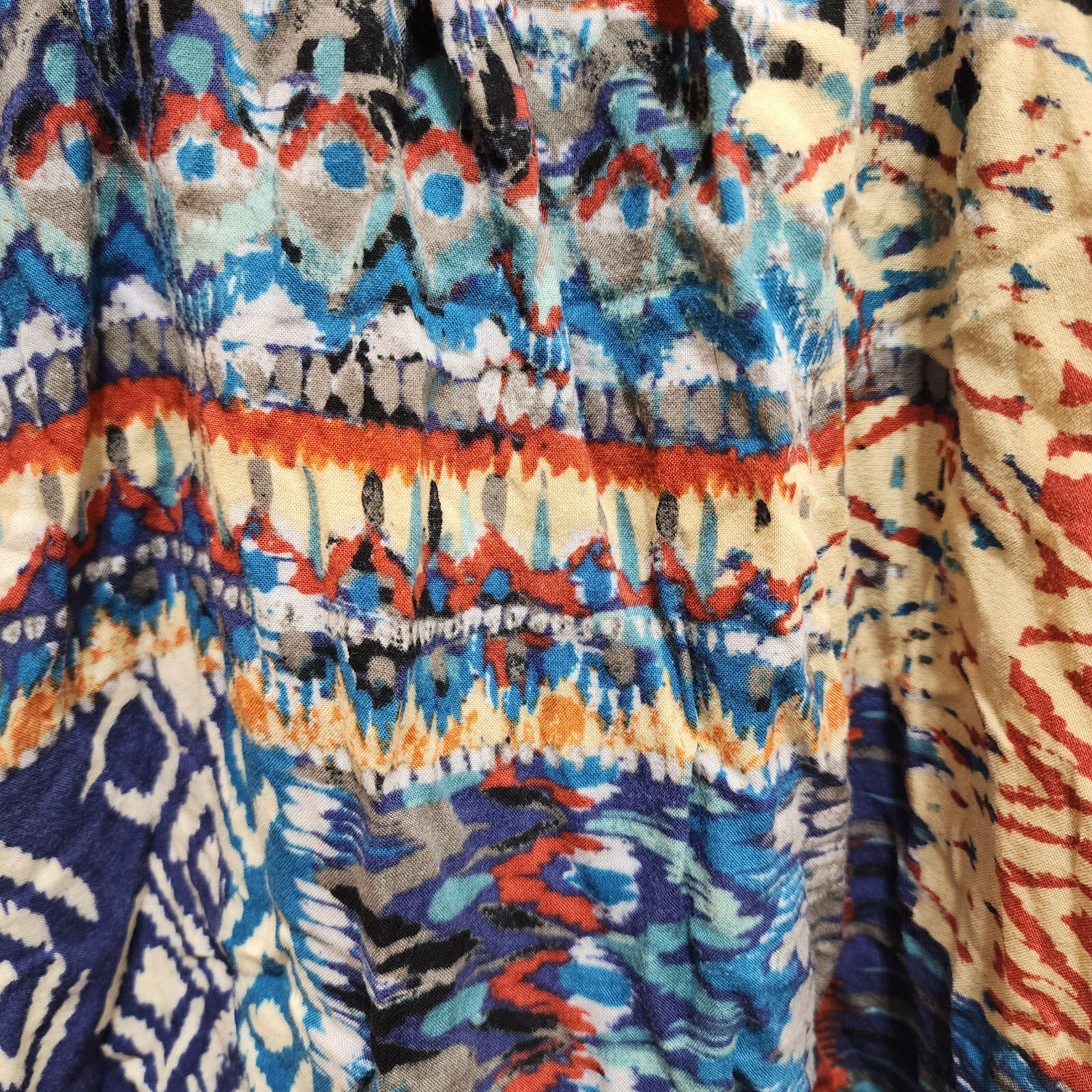 Belle du Jour Multicolor Painting Lace Backing Half Zip Sleeveless Dress X-Large