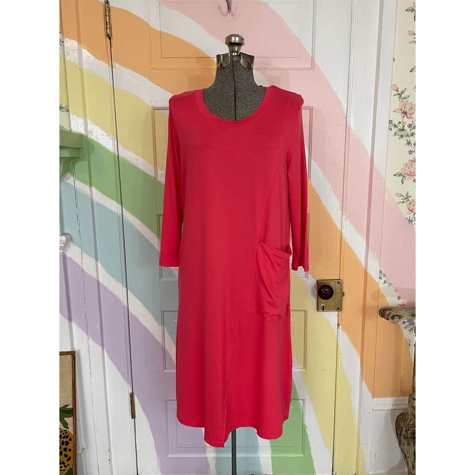 NWT Shannon Passero Johanna Dress in Coral Side Pocket Lagenlook Sz S 💚🎀