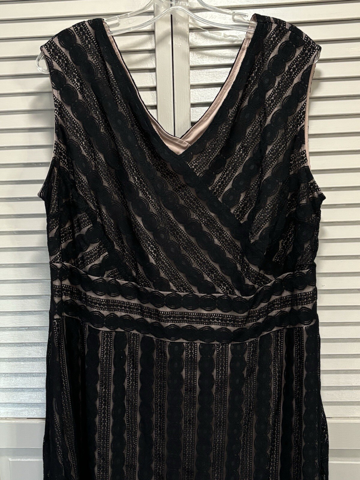 Signature Harper Lace Black Lined Sleeveless Dress Long Size 20W Side Zip