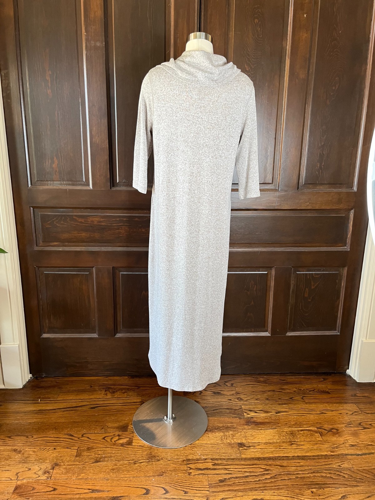 Soft Surroundings Cowl Neck Long Knit Dress NWOT Women’s Size PM Beige Heather