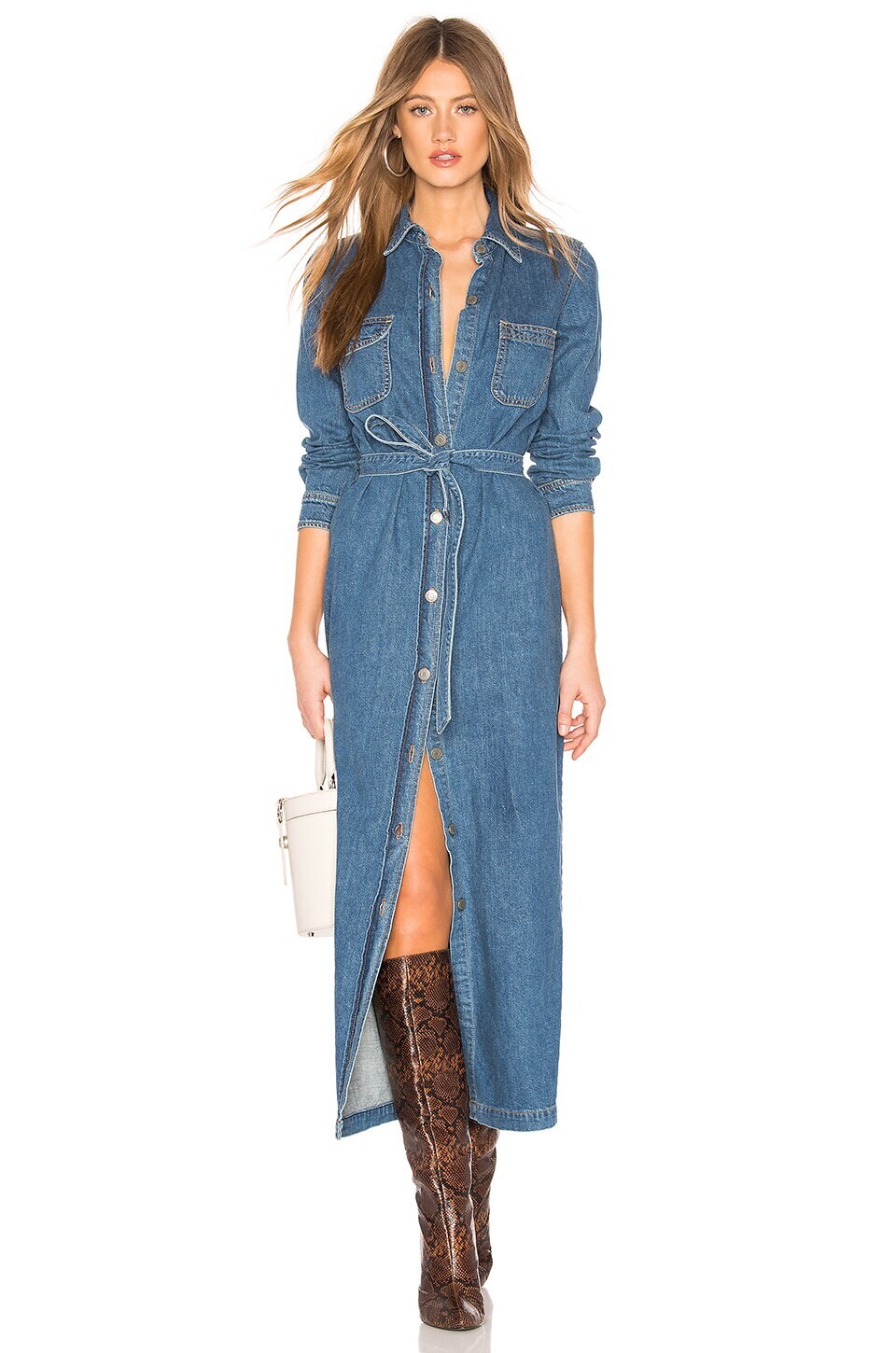 GRLFRND Sessile Dress in gen x womens SIZE S SMALL BLUE DENIM NEW