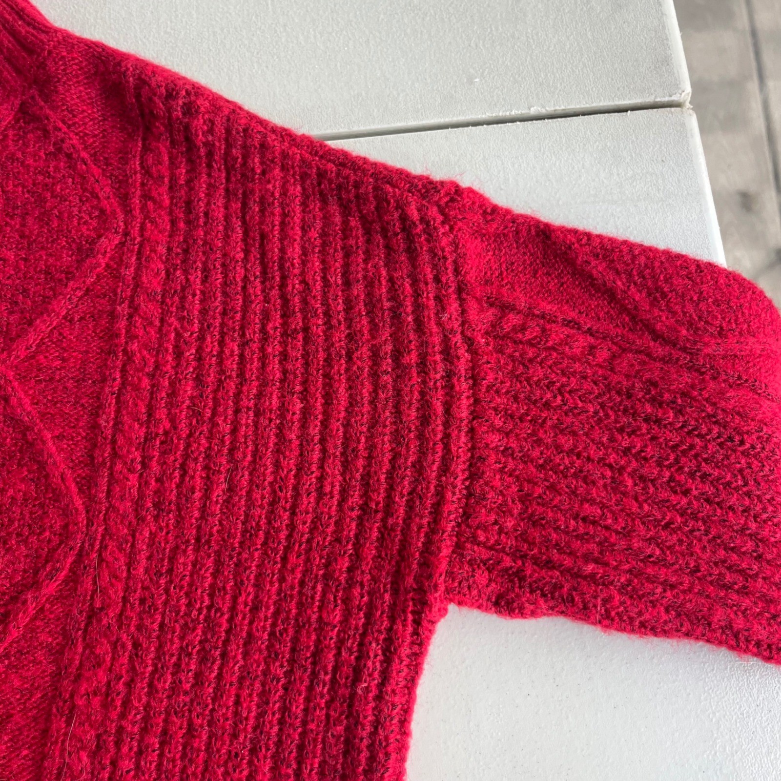 LOFT Women’s Sm. Red Cable Knit Mock Neck Long Sleeve Sweater Dress Cozy Holiday