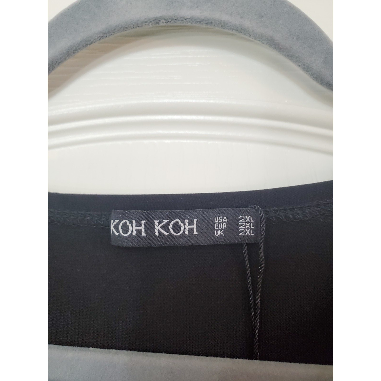 Koh Koh Black V-Neck Front Knot Slimming Side Slit Maxi Dress NWT, Plus Size 2XL