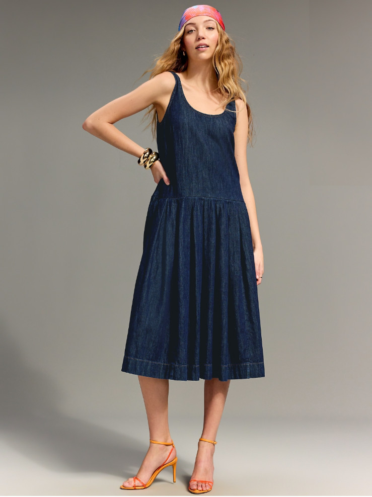 NWT Old Navy x Christopher John Rogers Drop-Waist Jean Dress Large