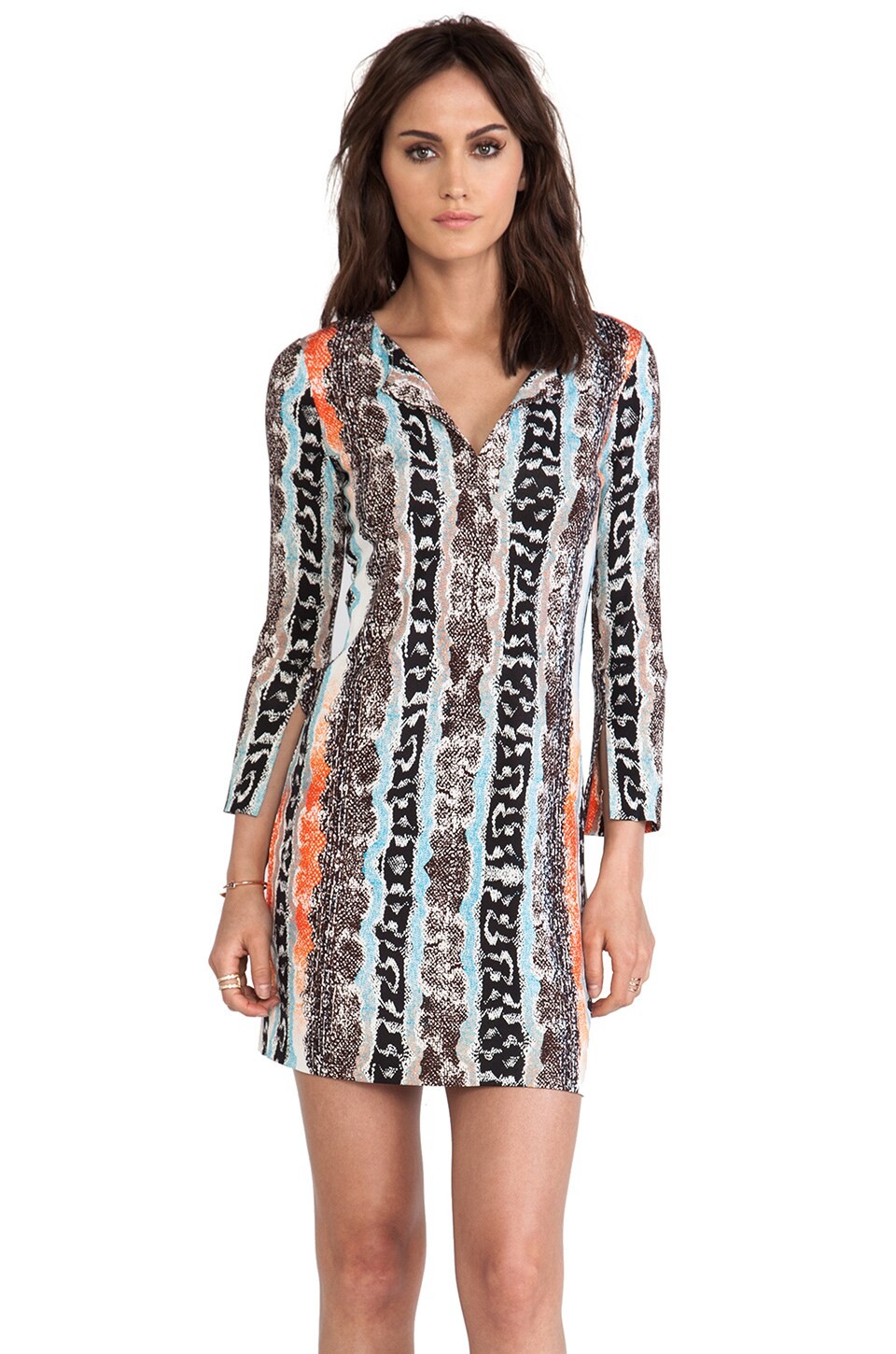 Diane von Furstenberg NEW REINA TWO Silk 3/4 Sleeve Mini Dress in Oasis Snake, 4