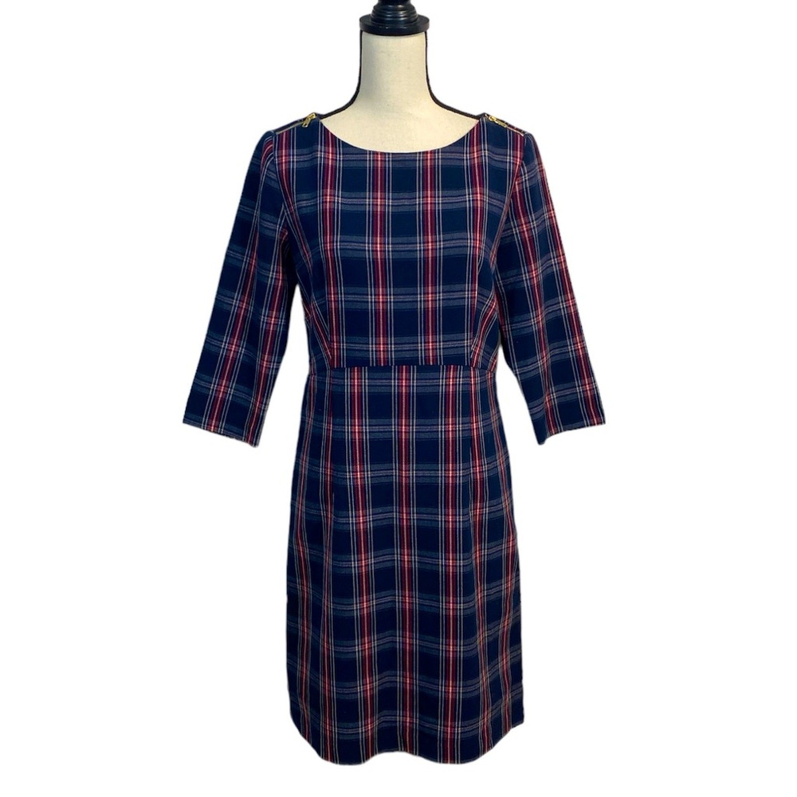 NWT Cortefiel Black Plaid Academia Compression Dress Size Medium