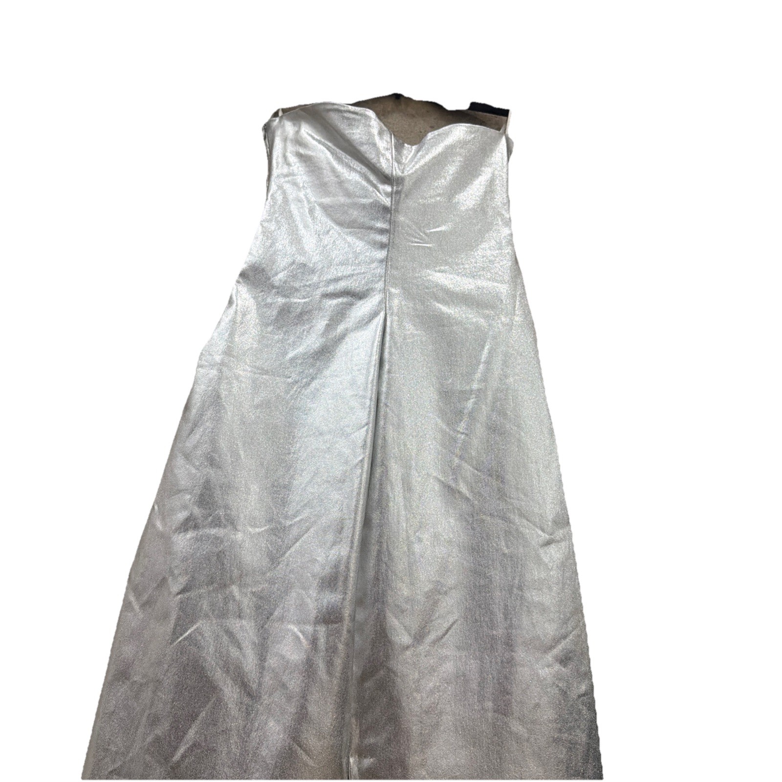 NWT! Zara Silver Fitted Strapless Bodice Long Semi Formal Party Dress Size XS