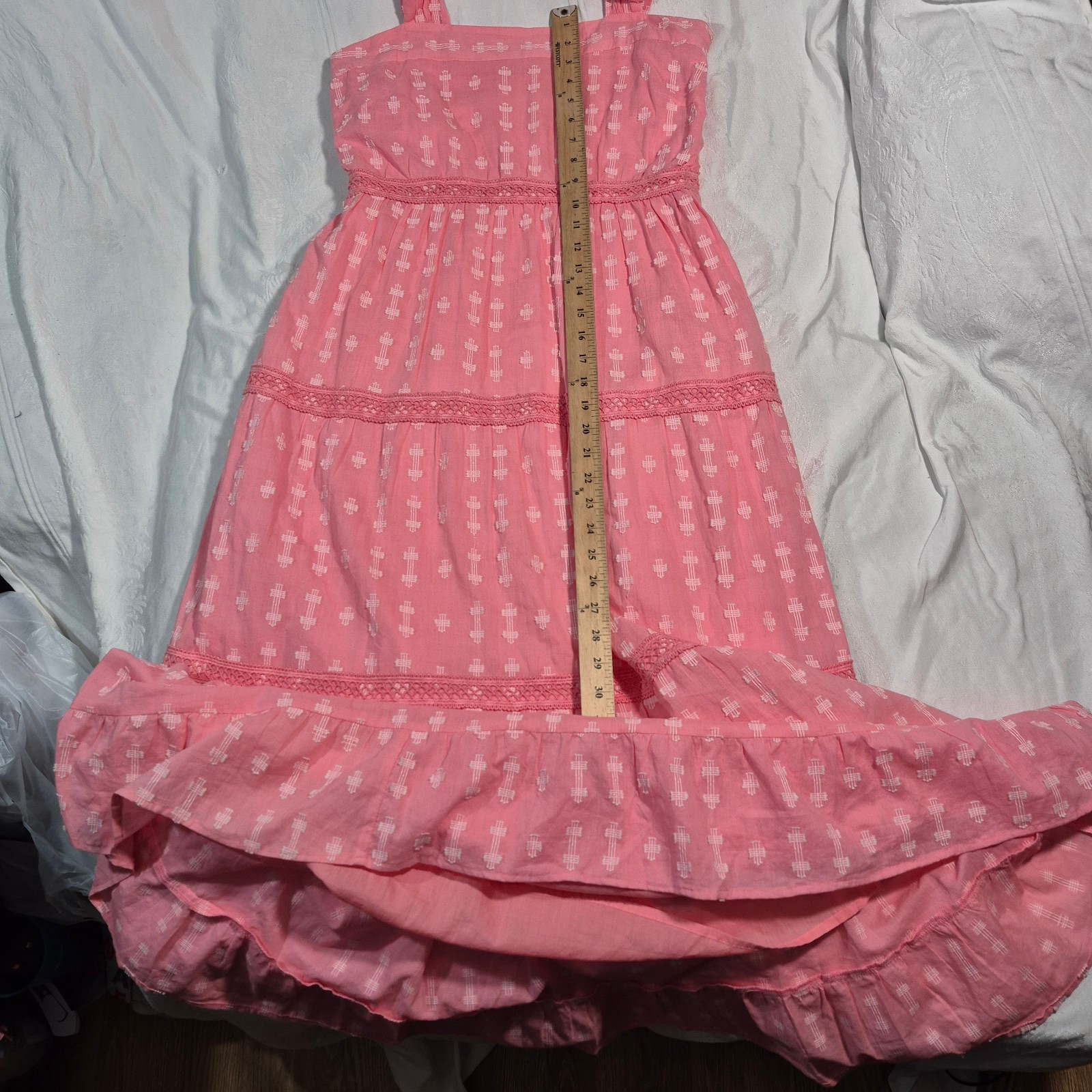 EMILY MCCARTHY MAXI DRESS SLEEVELESS GEOMETRIC EMBROIDERED PINK SIDE ZIP SMALL