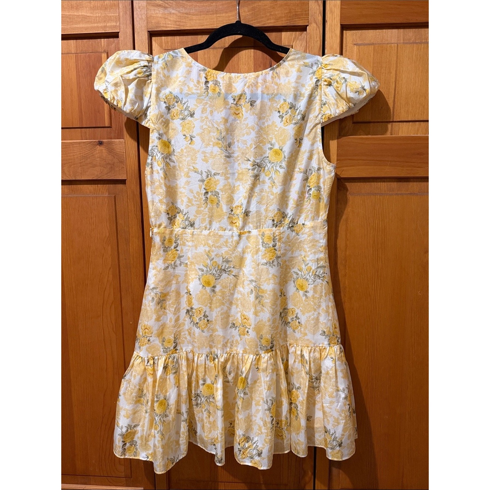 LoveShackFancy Russ Silk Floral Mini Dress Lemon Daydream