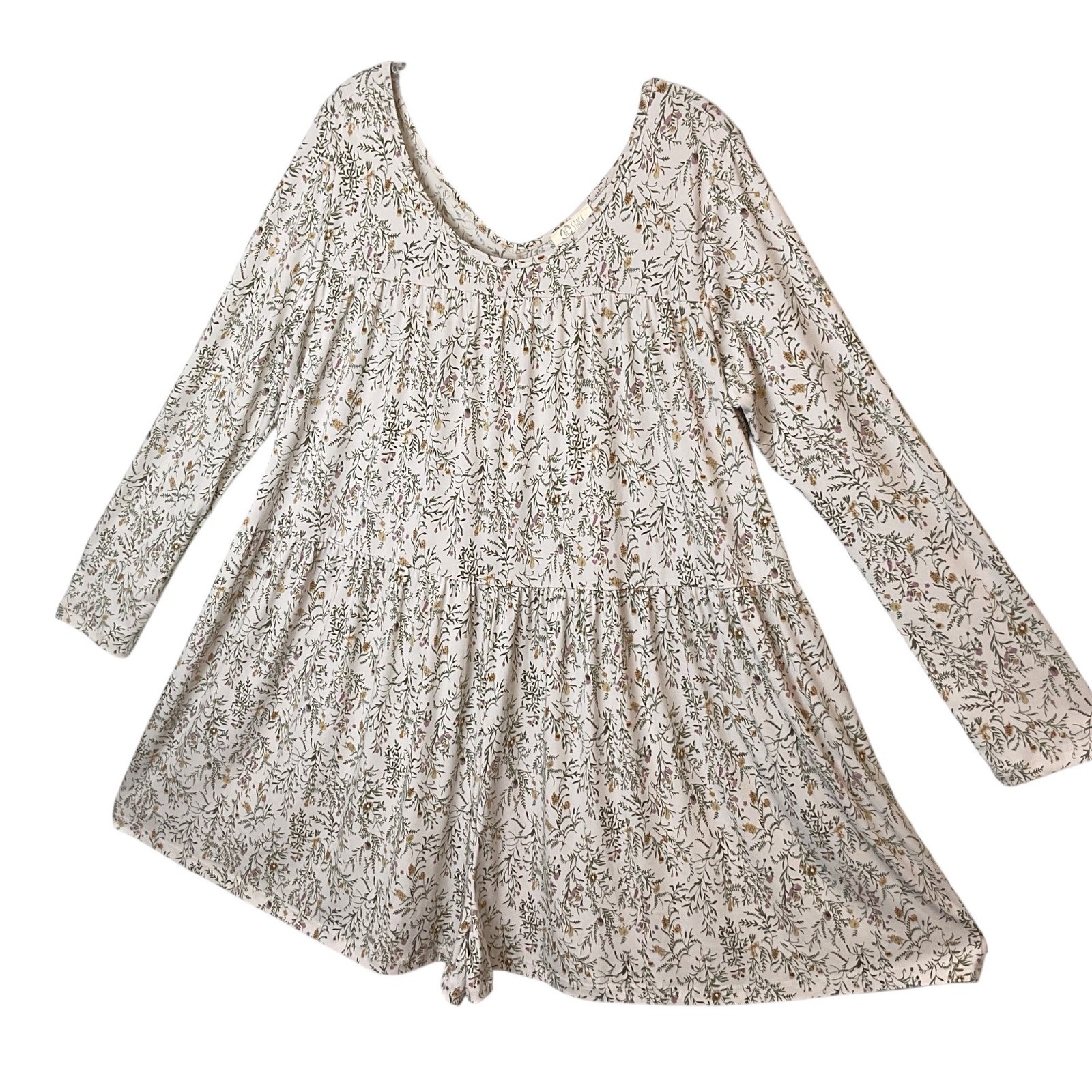 Floral Print Long Sleeve Tiered Mini long sleeve romper Cottagecore Boho Chic