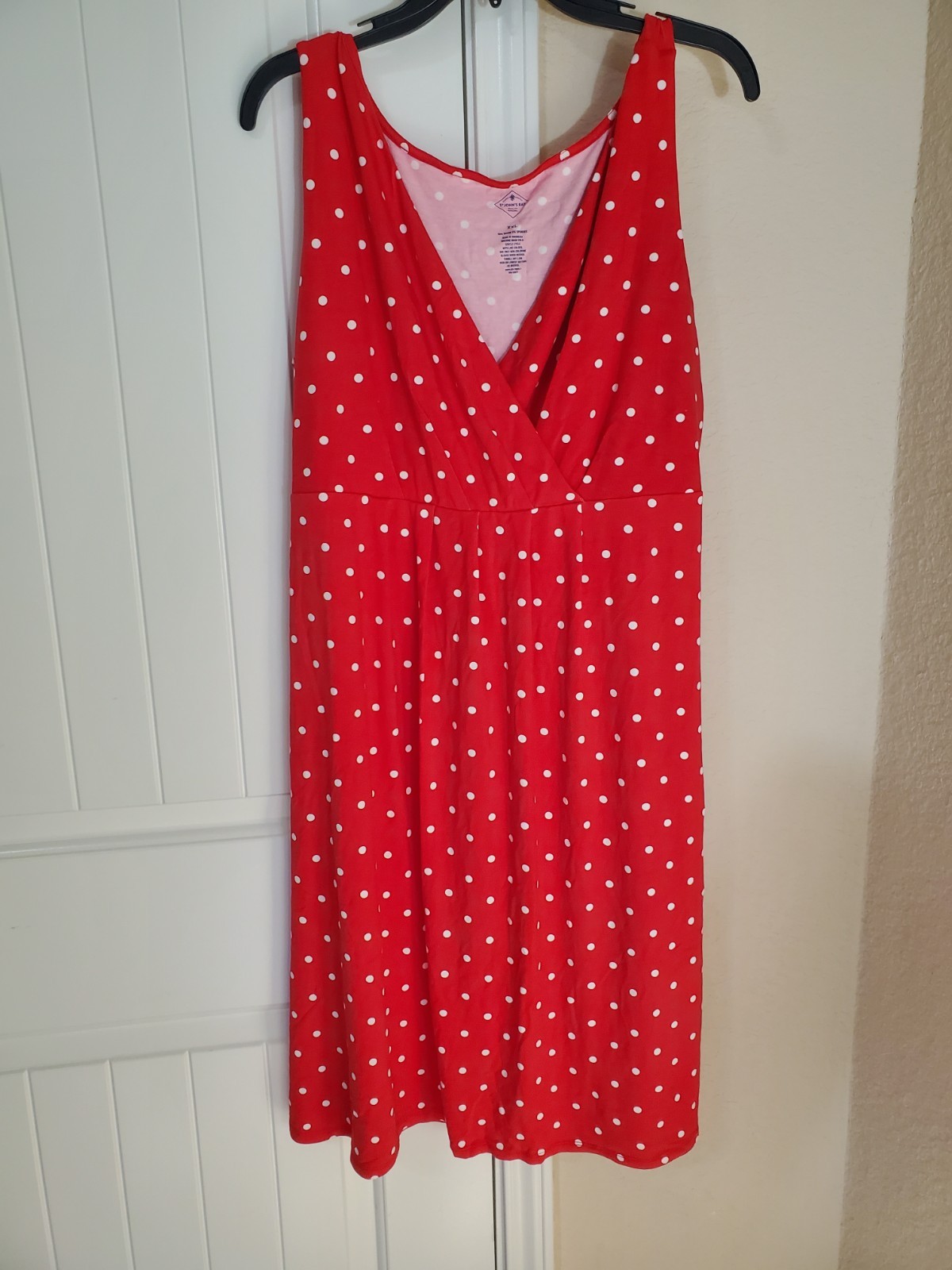 NWT St. John’s Bay Red Polka Dot Wrap Dress XXL Sleeveless V-Neck $44 MSRP