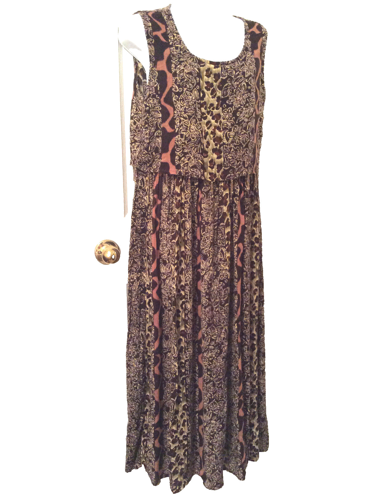 MPH Womens Sleeveless Maxi Dress Brown Animal Print | Small | India