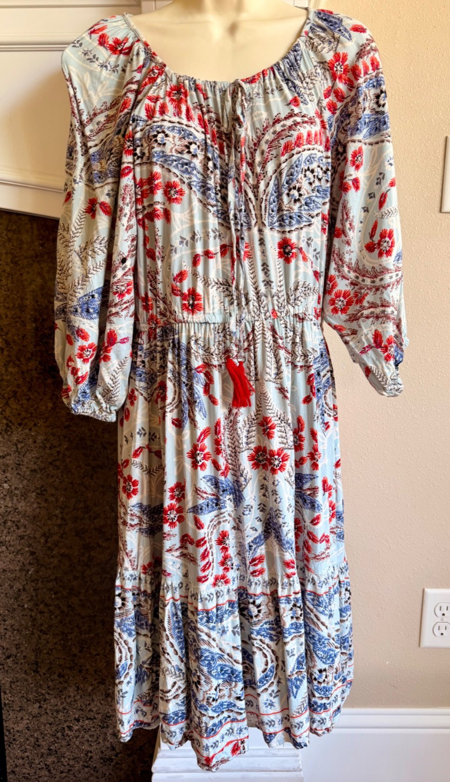 Back in the Saddle Floral Western Dress Flowy With Tassels Farm Small